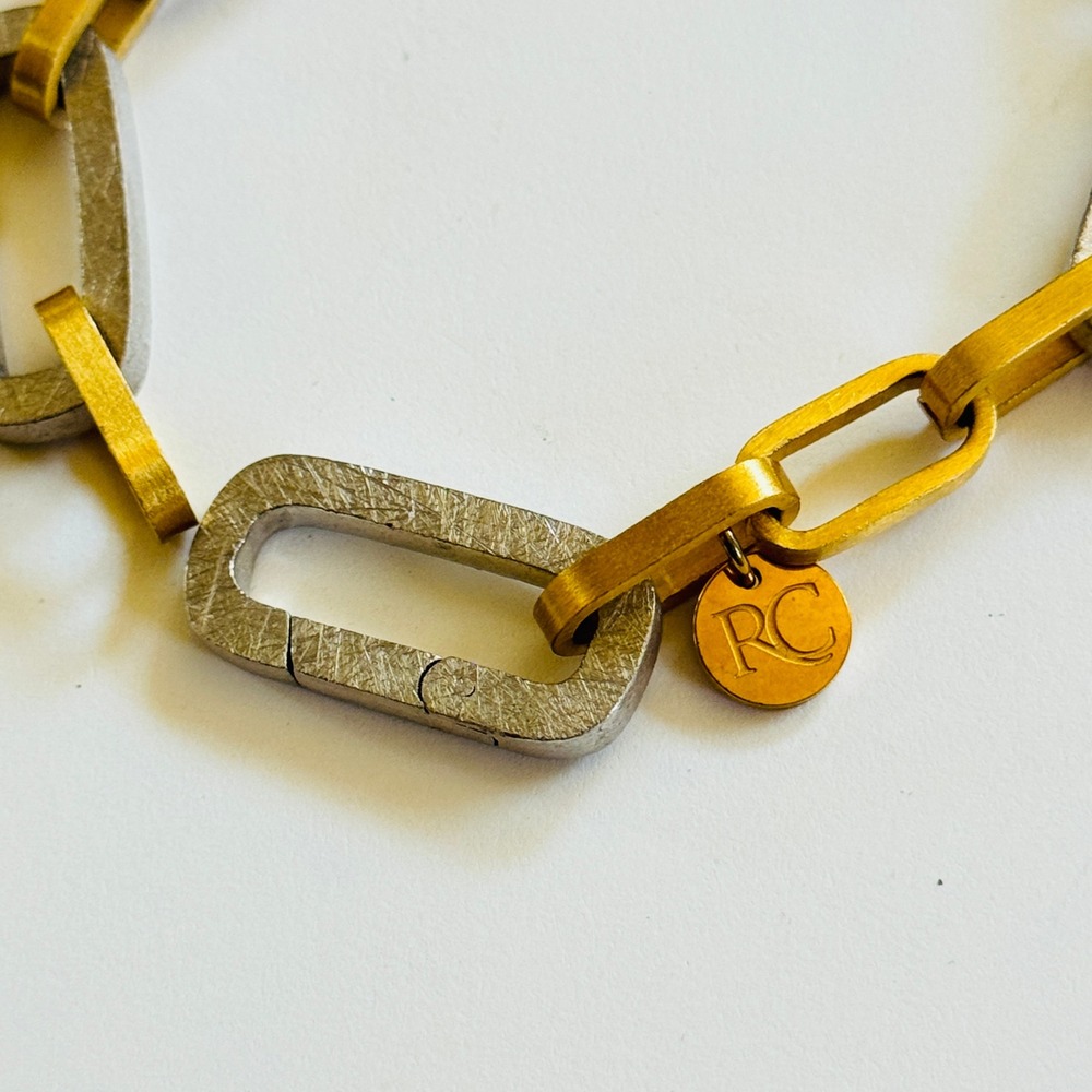 Rc Rustic Cuff Bracelet Rectangular Bar Link Sign… - image 3